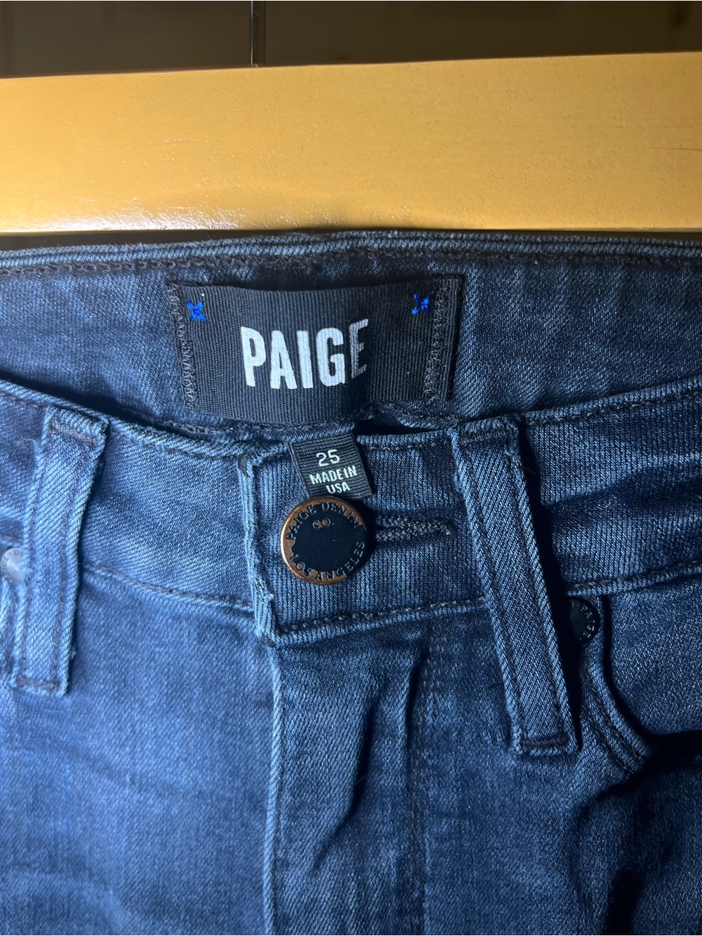 PAIGE Navy/Charcoal High-Rise Skinny Jeans - Picture 3 of 3